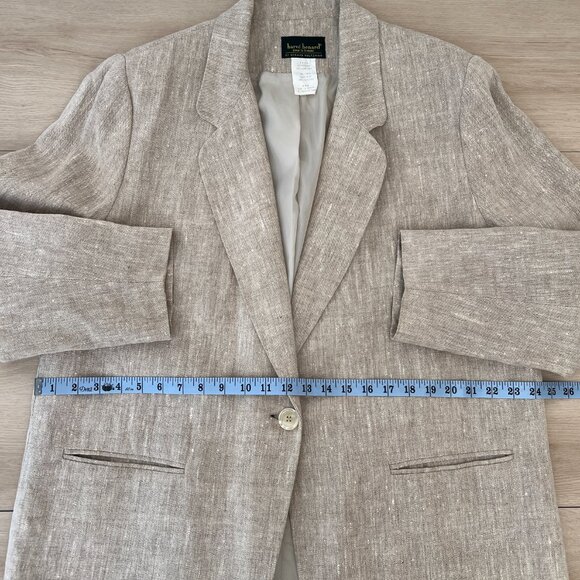 Vintage 80s/90s Harvé Benard Women's Light Beige Linen Blazer Jacket Size 16W - Picture 9 of 14